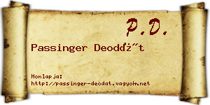 Passinger Deodát névjegykártya